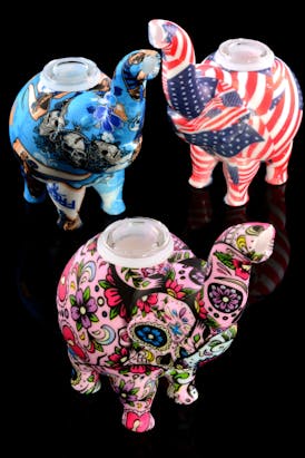 5.5" Decal Print Silicone Elephant Bubbler