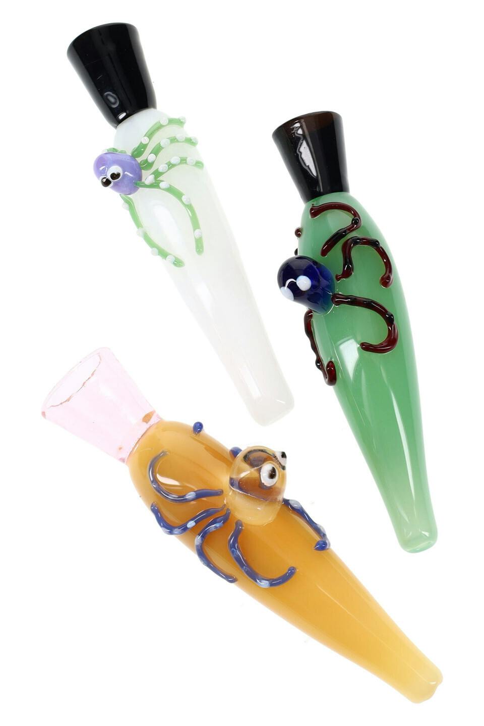 4" Colored Glass Octopus Chillum
