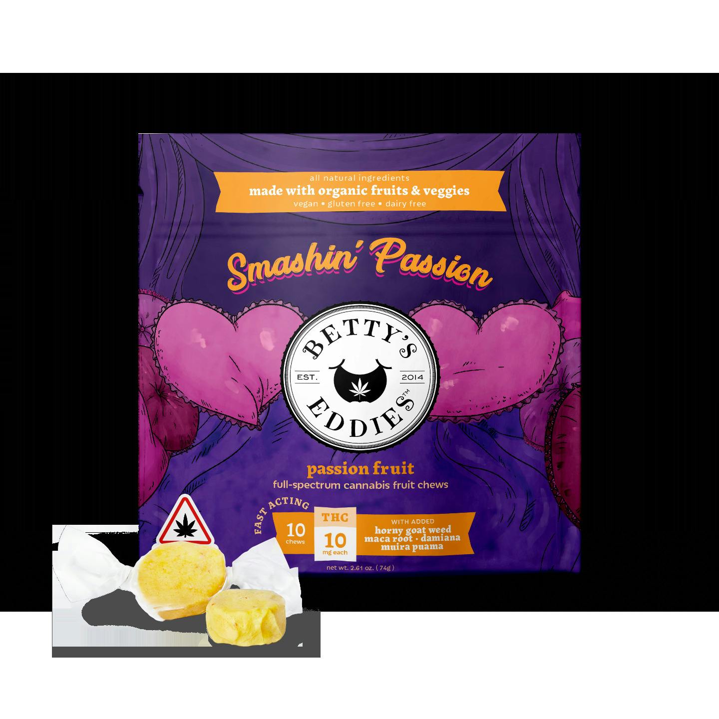 Smashin’ Passion Passionfruit [1pk] Aphrodisiac Fruit Chews by Betty's Eddies
