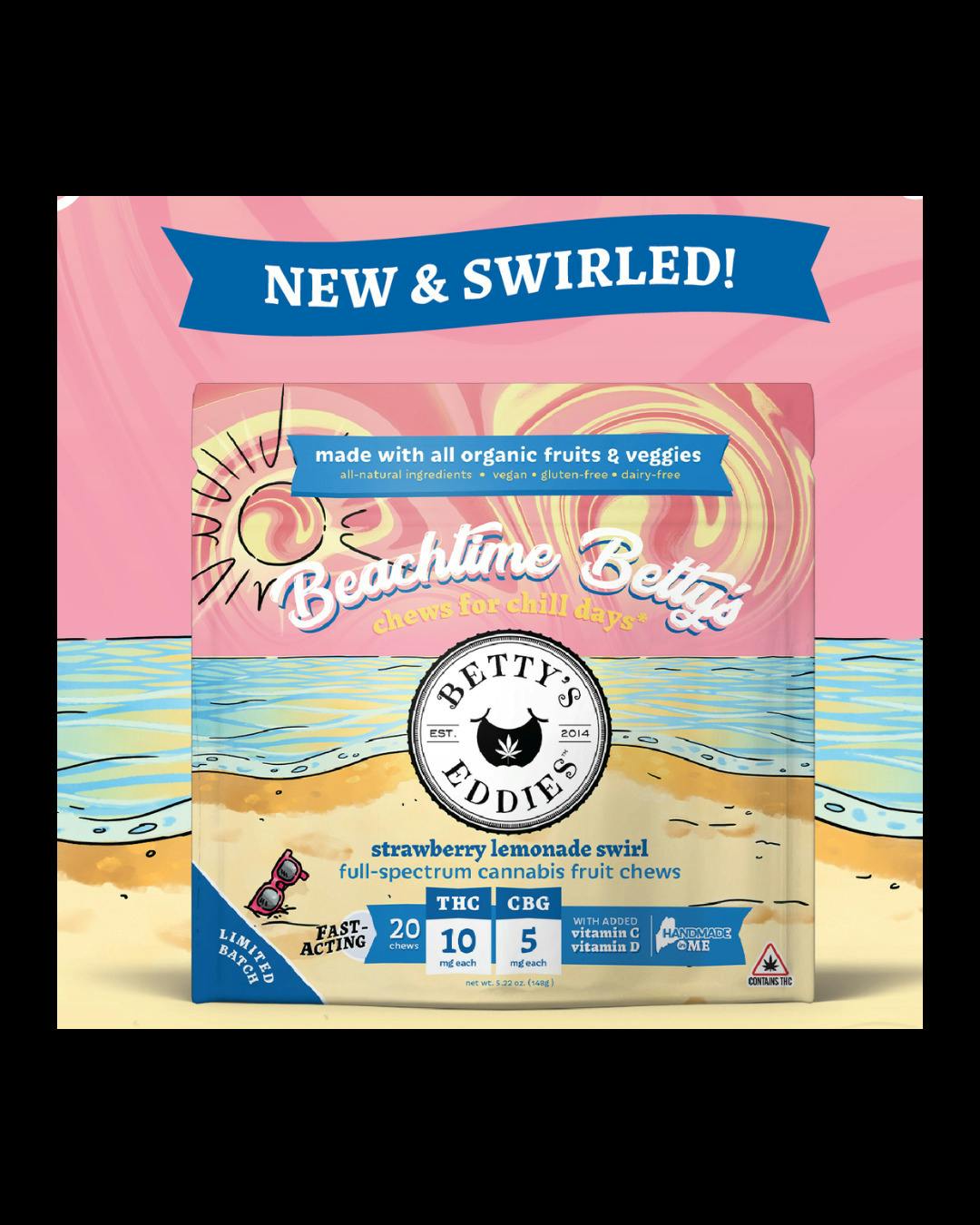 Beachtime Betty's Strawberry Lemonade Taffy 200mg/10mg each