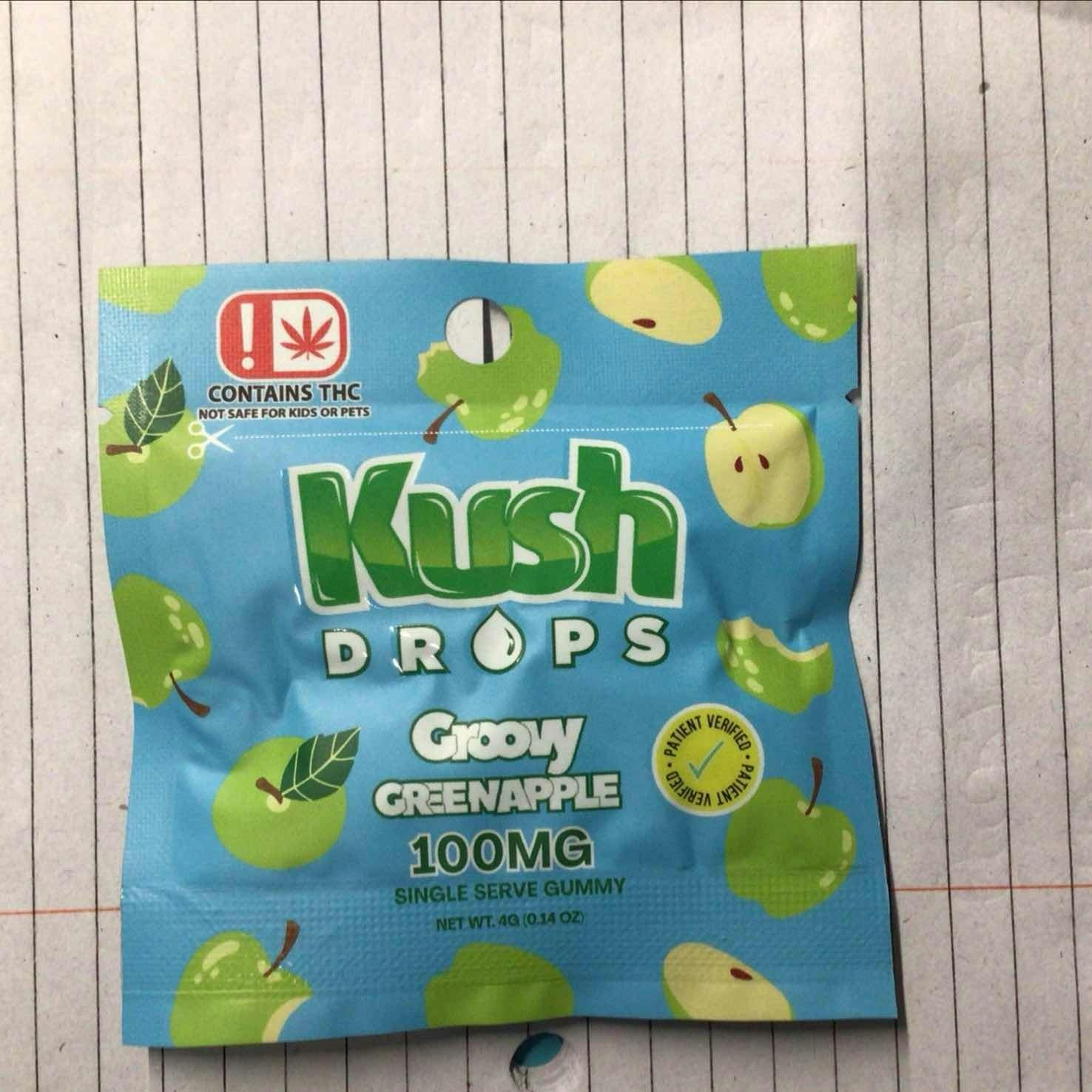 Kush Drops - Groovy Green Apple 100mg Single Gummy