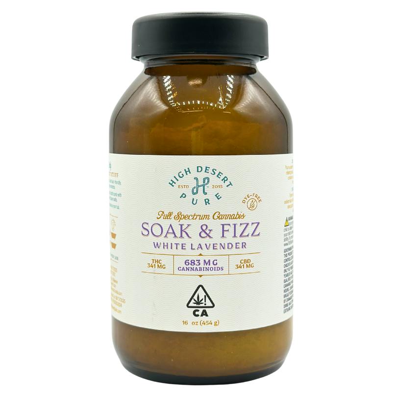 High Desert Pure - Bath Salt - White Lavender Soak & Fizz 1:1 - 16ozz - 362mgTHC/368mgCBD