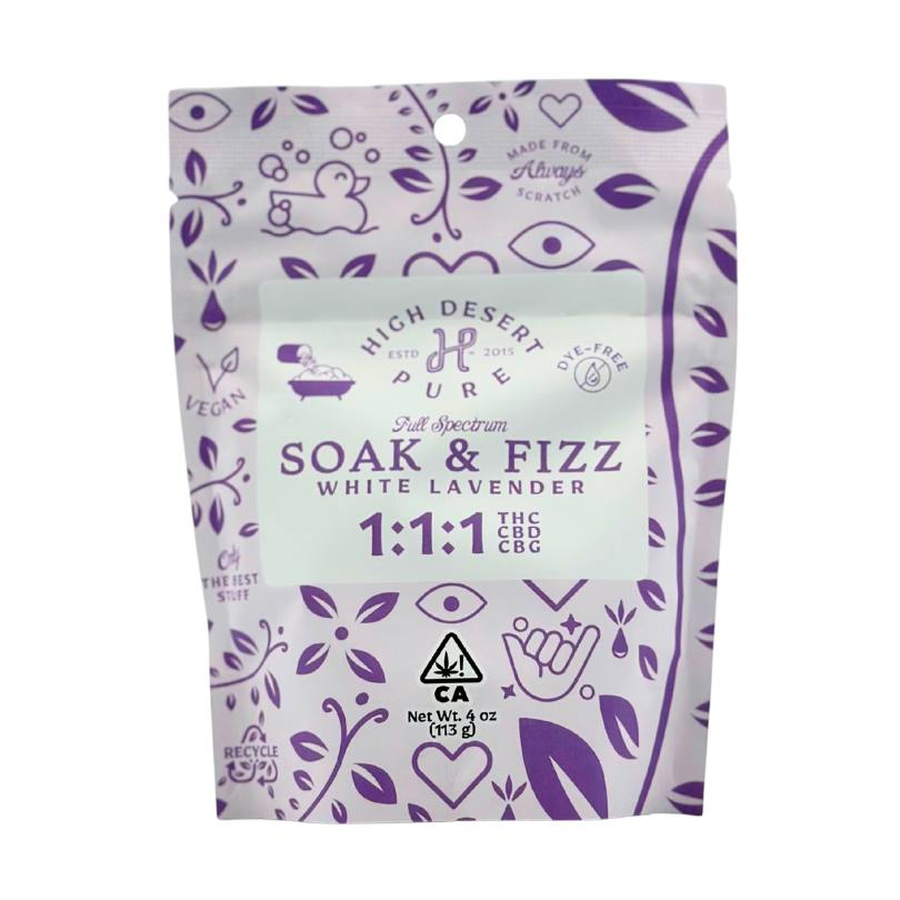 High Desert Pure - Bath Salt - Lavender Soak & Fizz 1:1:1 - THC/CBD/CBG - 4oz