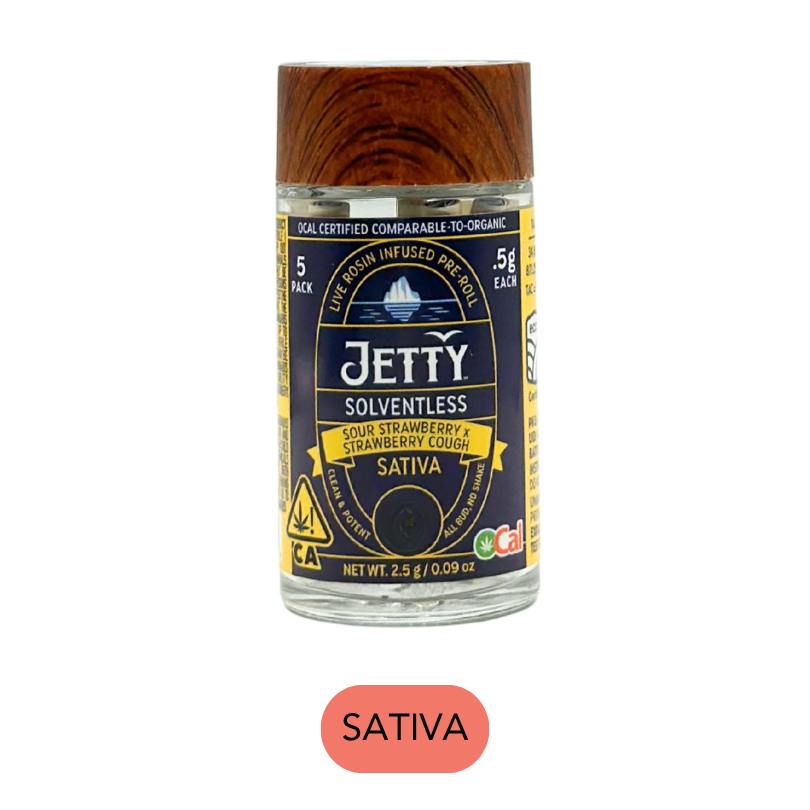 Jetty - Solventless - Sour Strawberry X Strawberry Cough - Infused Preroll Pack - 5pk - 2.5g