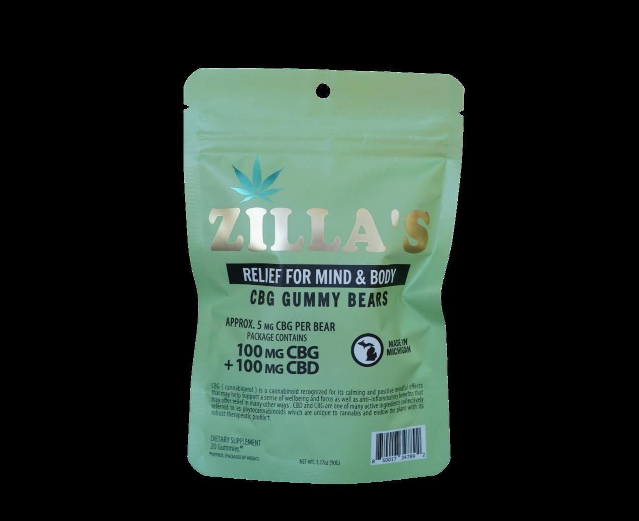 Zilla's | Mind & Body Relief 1:1 CBG:CBD | CBD Gummies