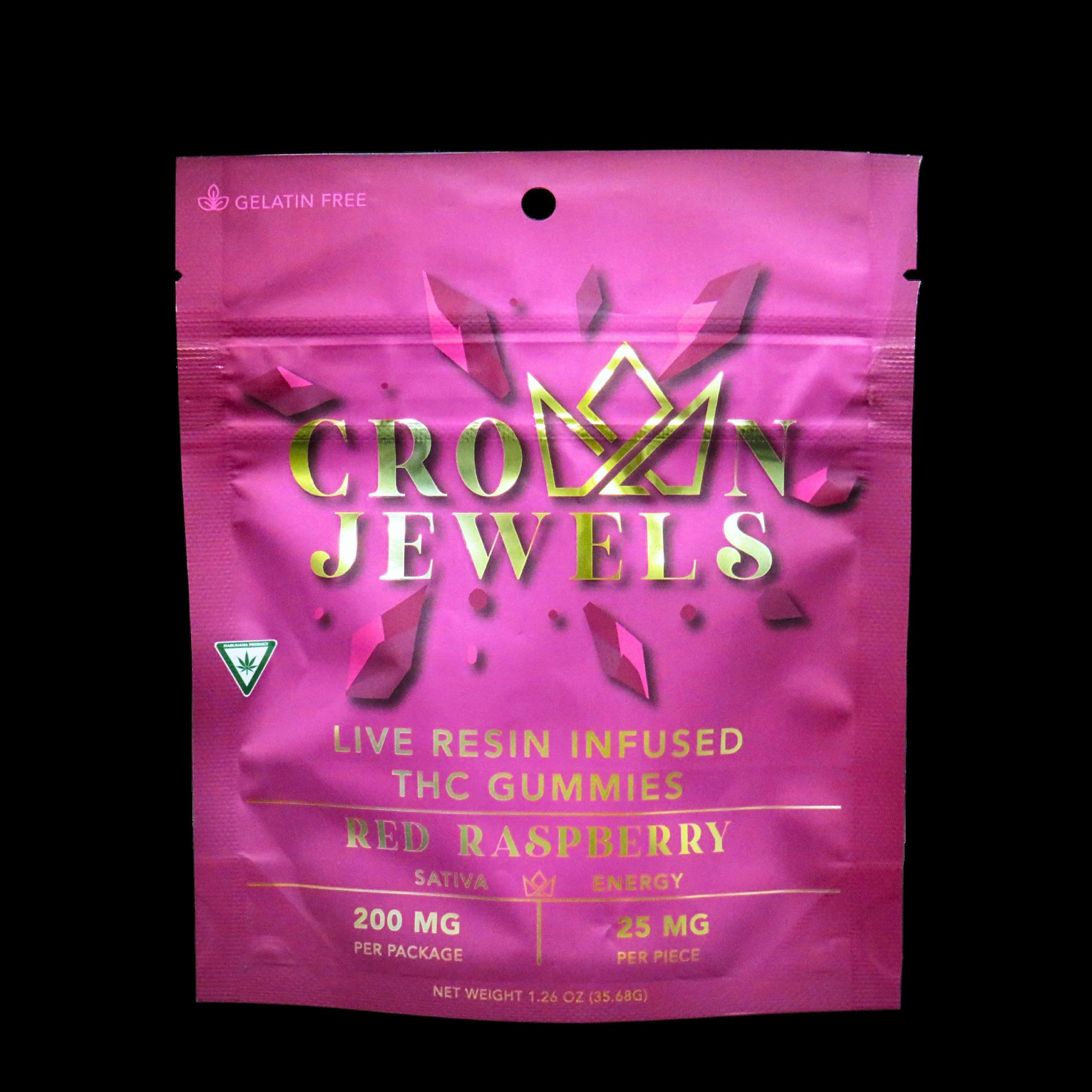 Gold Crown | Red Raspberry (S) | 200mg Live Resin Candy Coated Gummies
