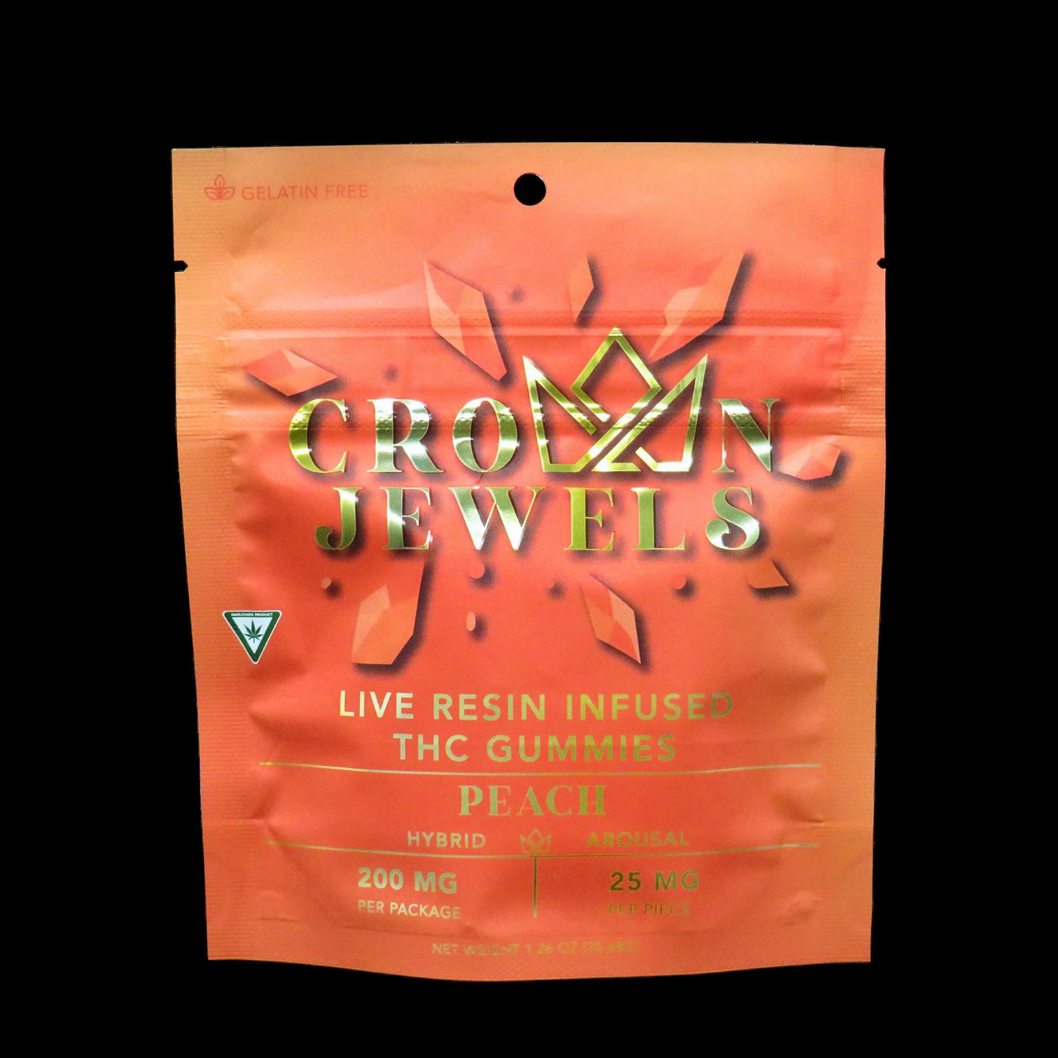 Gold Crown | Peach (H) | 200mg Live Resin Candy Coated Gummies