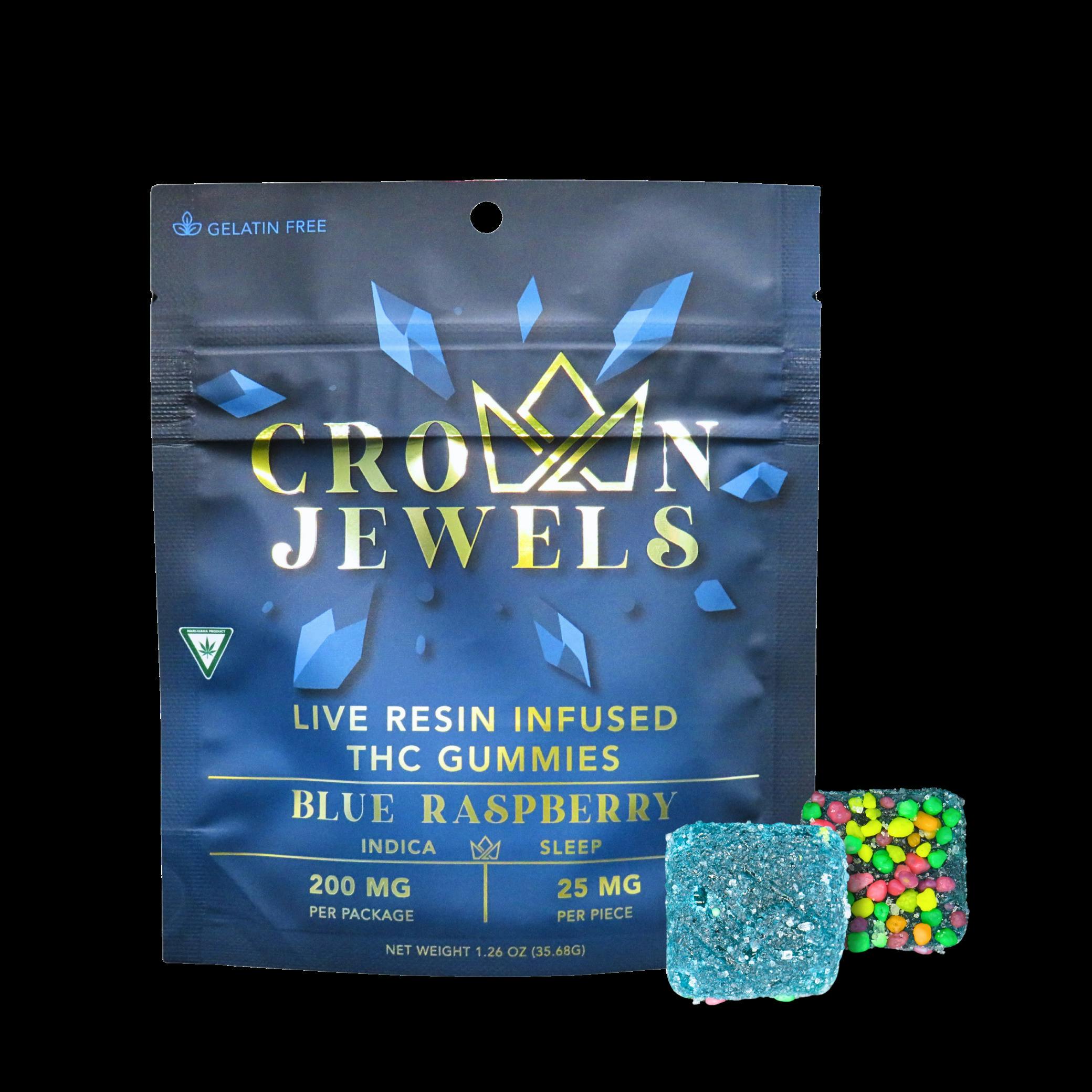 Gold Crown | Blue Raspberry (I) | 200mg Live Resin Candy Coated Gummies