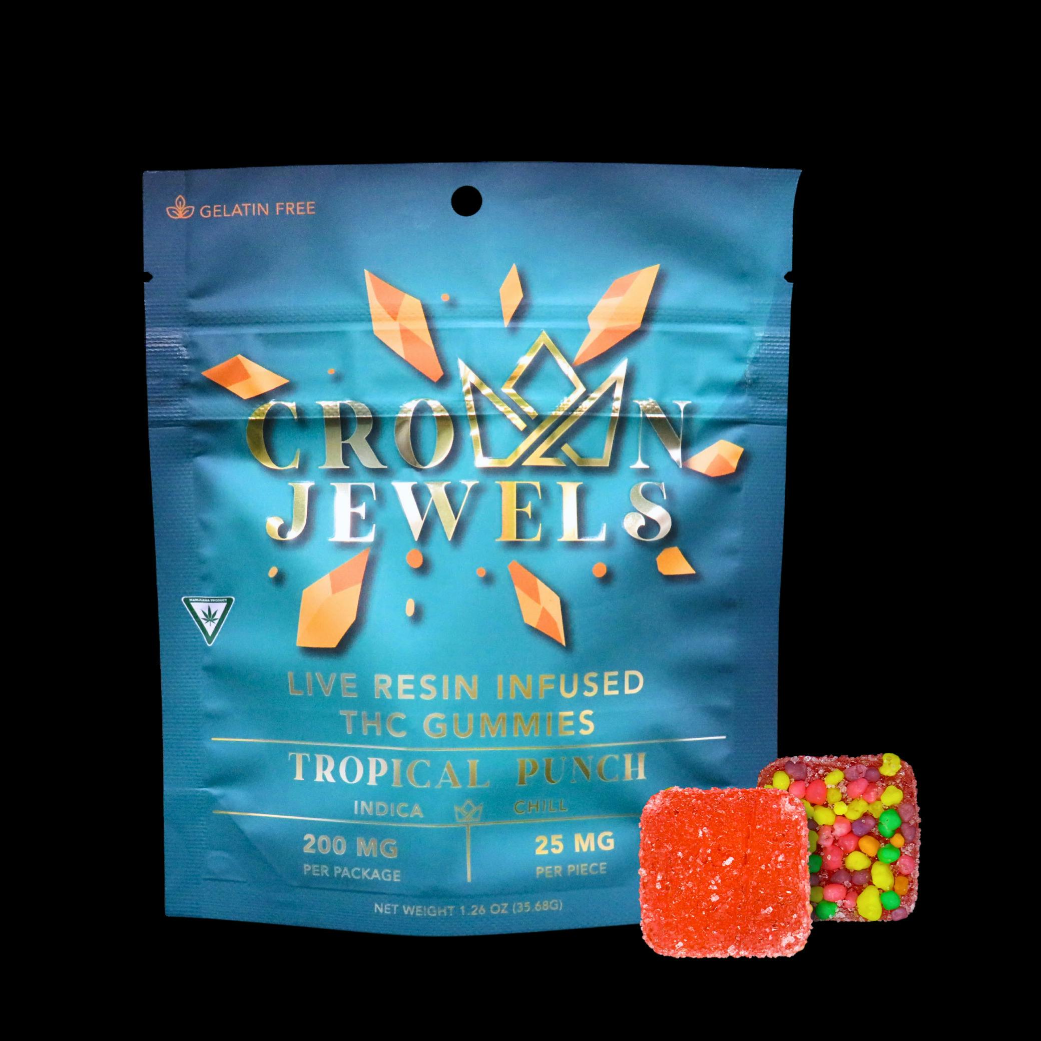 Gold Crown | Tropical Punch (I) | 200mg Live Resin Candy Coated Gummies