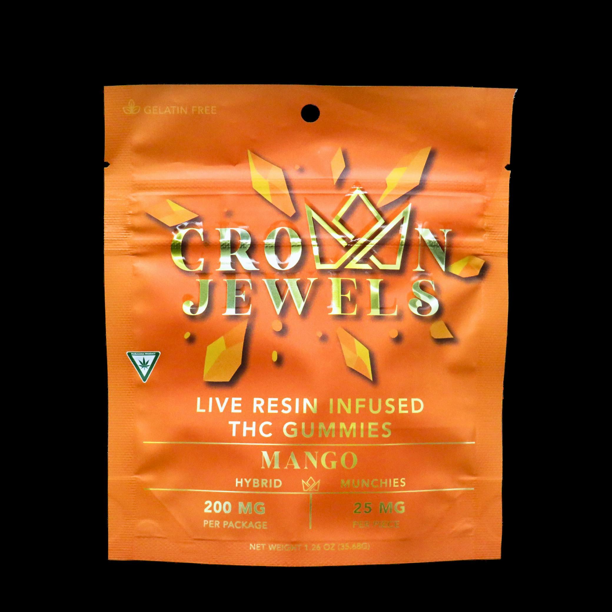 Gold Crown | Mango (H) | 200mg Live Resin Candy Coated Gummies