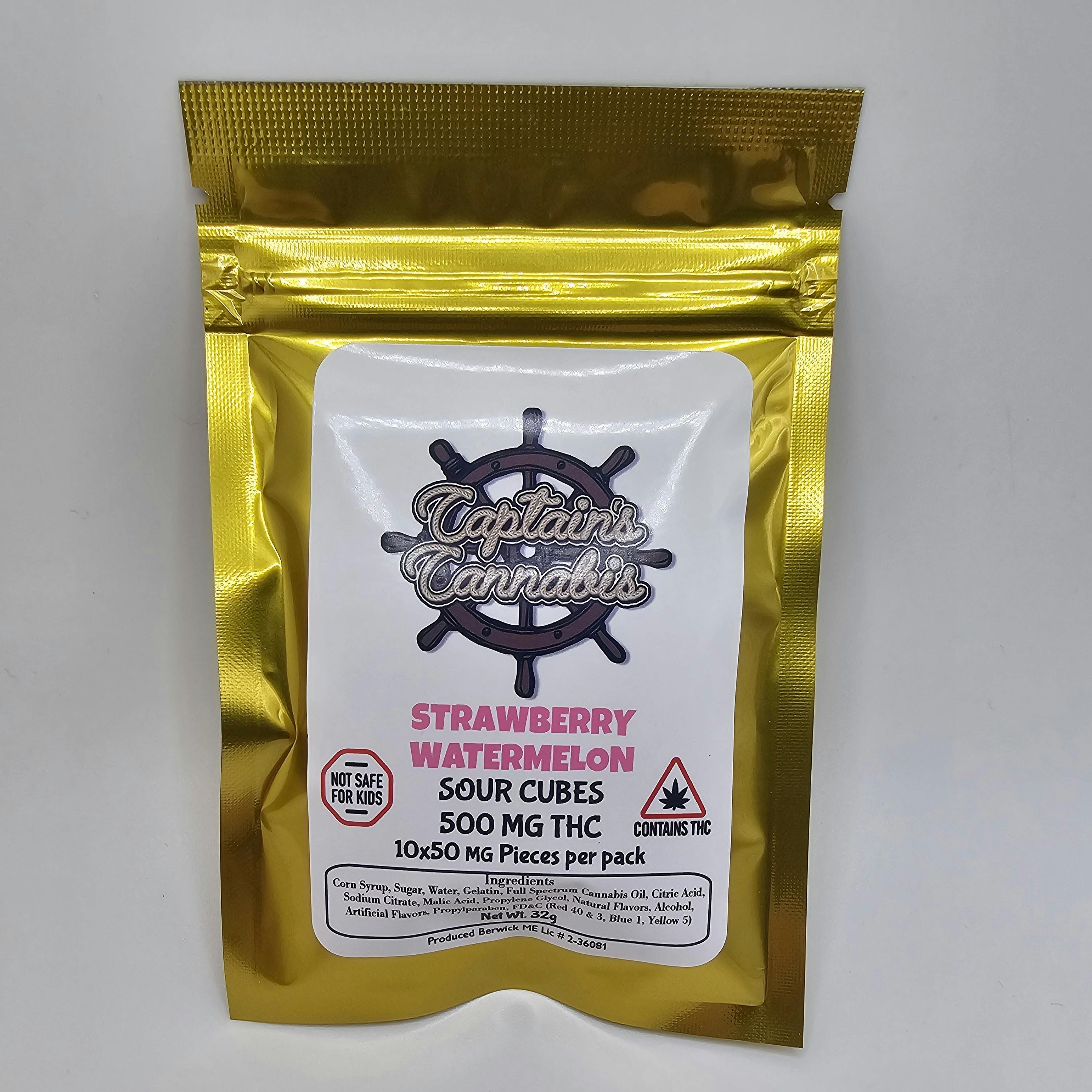 Strawberry Watermelon - 500 Mg Sour Cubes - Captains Cannabis