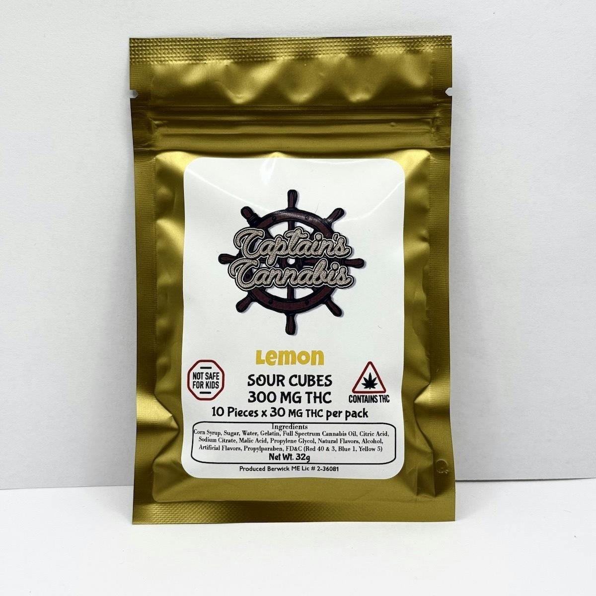 Lemon -Sour Cubes - 300 Mg - Captains Cannabis