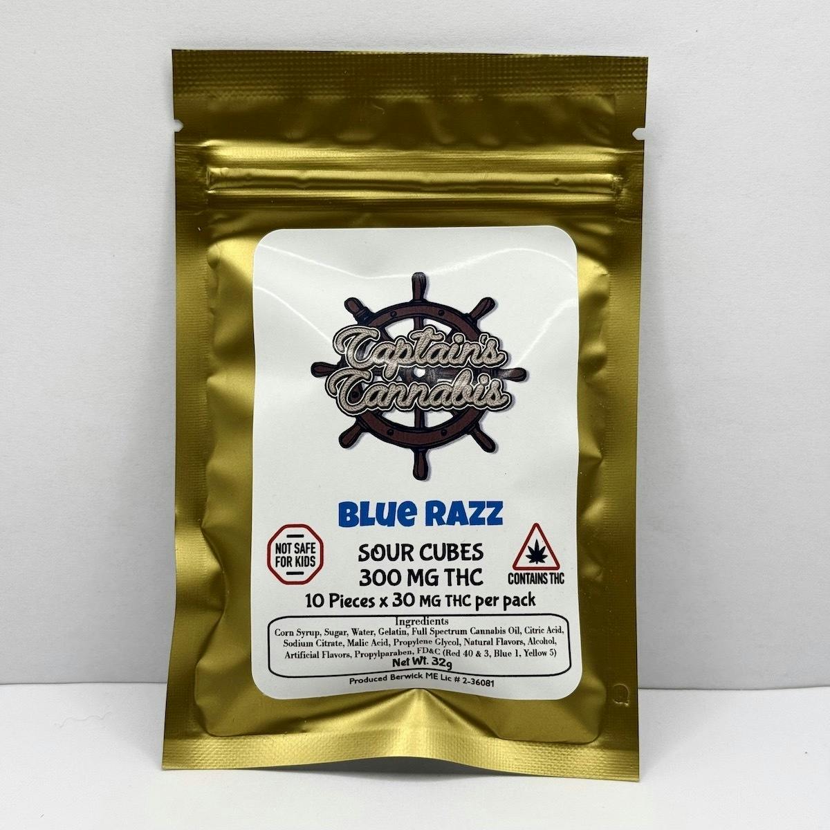 Blue Razz -Sour Cubes - 300 Mg - Captains Cannabis