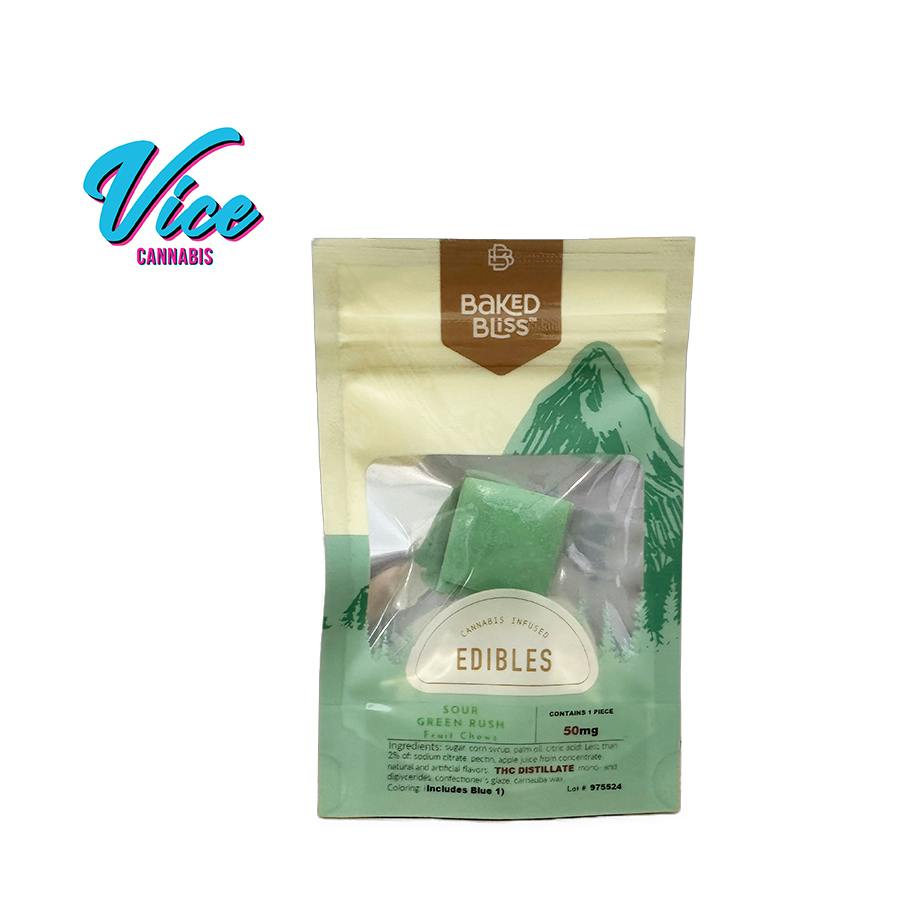 Baked Bliss: Fruit Chew Sour Green Rush - 50mg Single