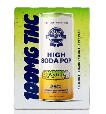 4pk Mango Coconut 25mg - Infused High Seltzer PBR - Retail
