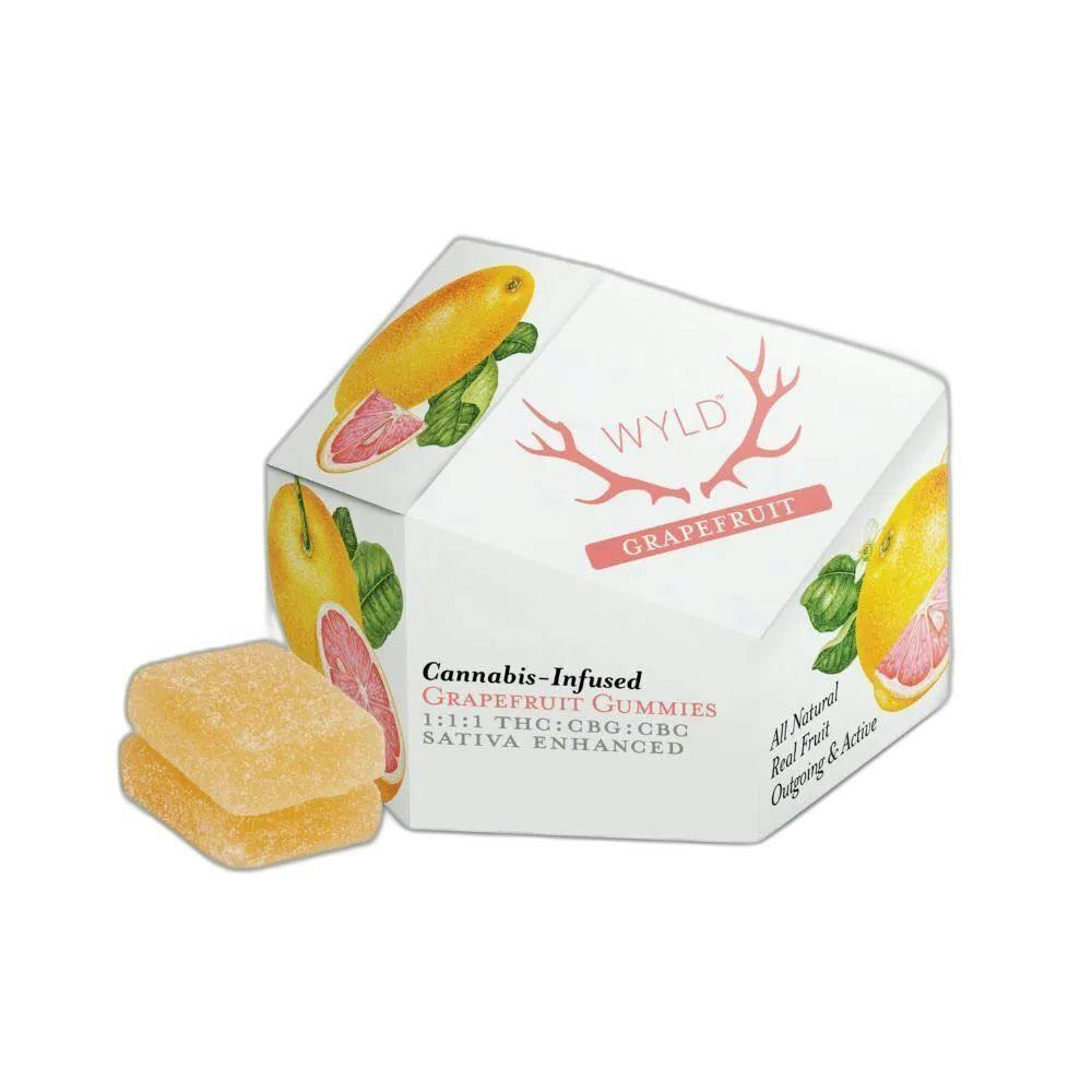 OUTLET - WYLD: GUMMIES 10PK [100MG] 1:1:1 THC:CBG:CBC GRAPEFRUIT