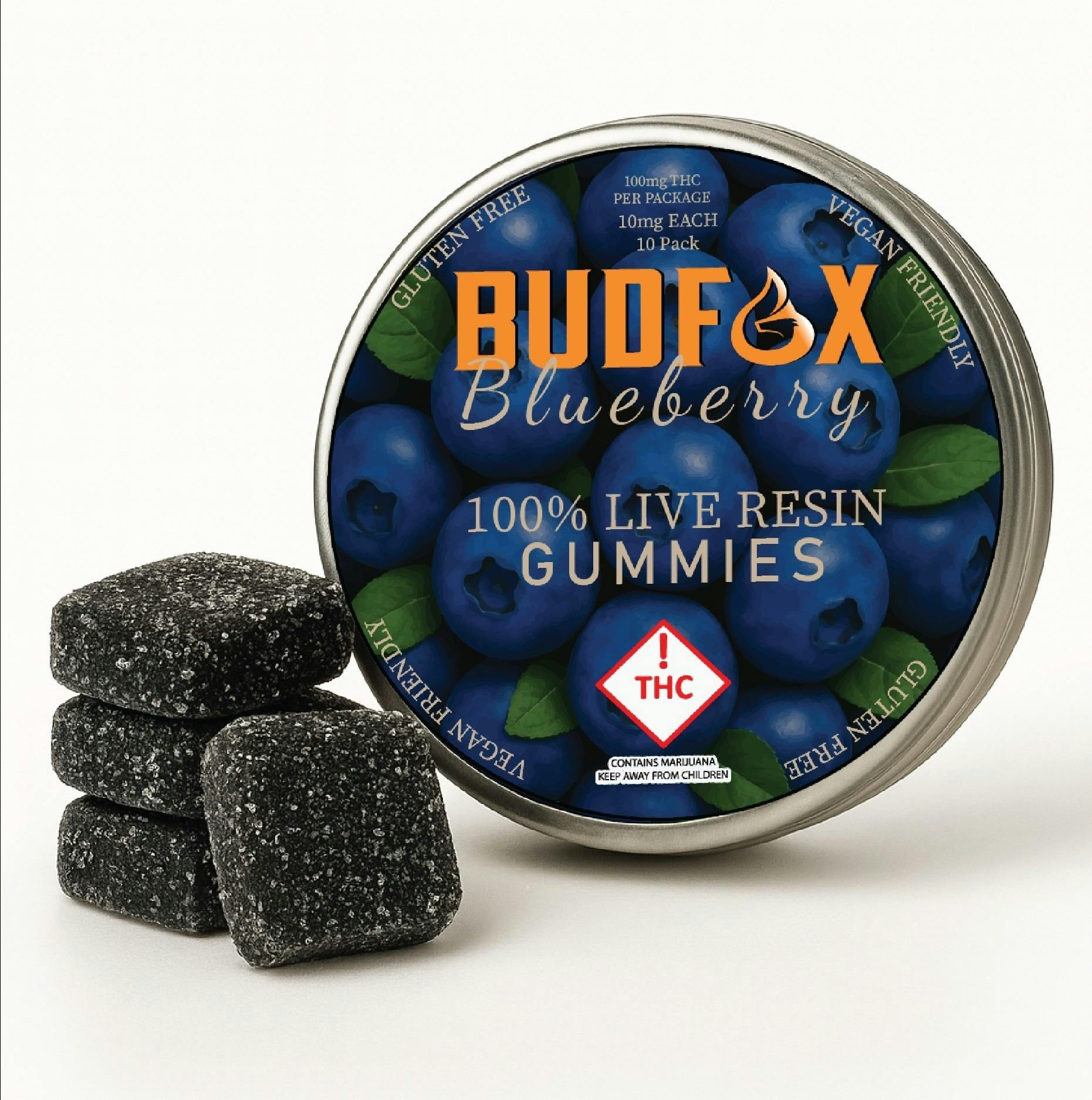 Edibles | Bud Fox | Blueberry Live Resin Terp Chew 100mg