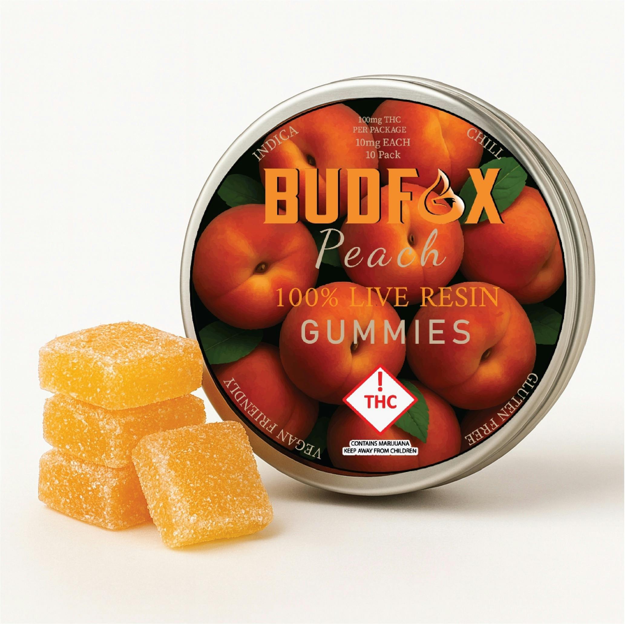 Edibles | Bud Fox | Peach Live Resin Terp Chew 100mg