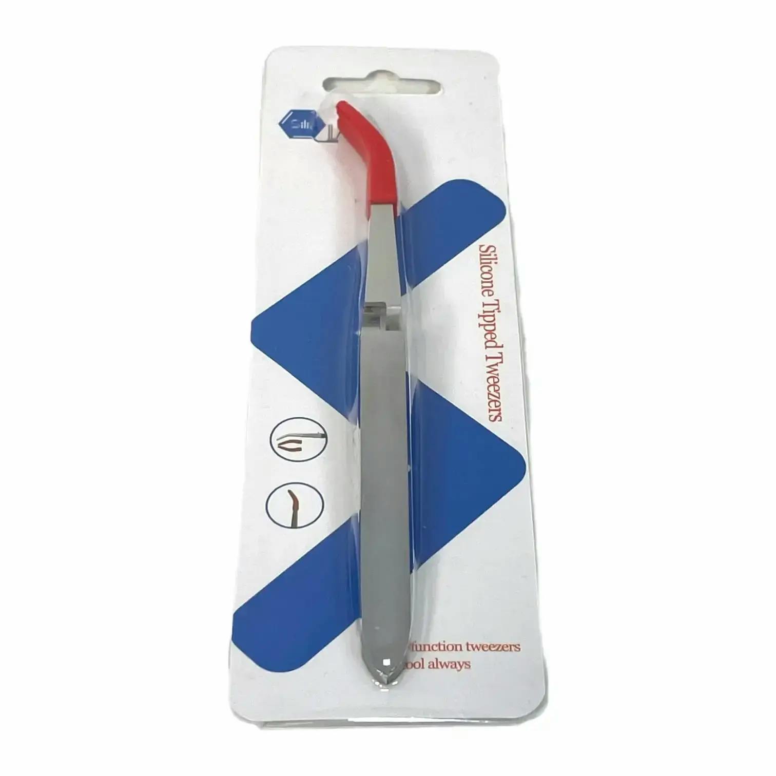 METAL TWEEZERS WITH SILICONE TIPS - RED