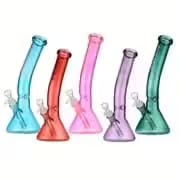 12" Curved Glass Bong - Assorted Colours