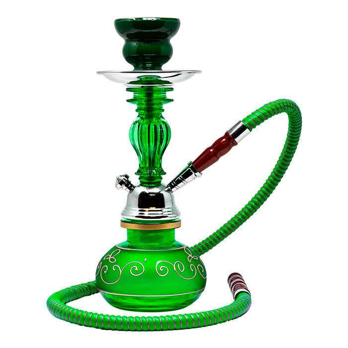 Maple: Green Floral Design Glass Hookah 11"