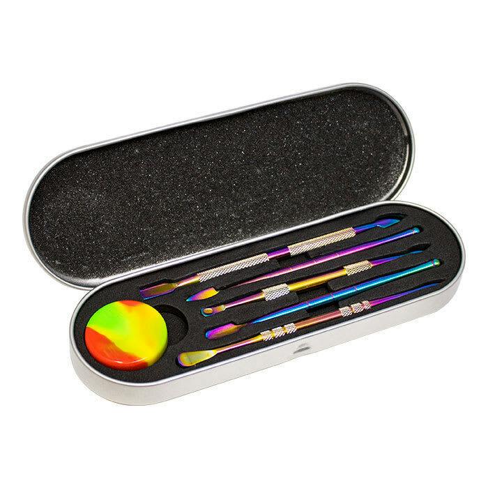 The Ultimate Rainbow 7 Piece Metal Dab Tool Kit