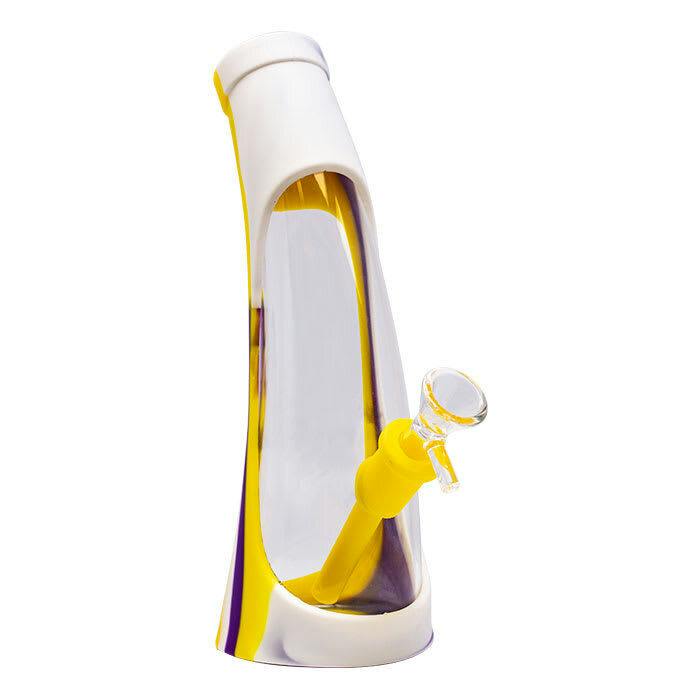 Curved Bottled Shape Silicone Bong - Yellow
