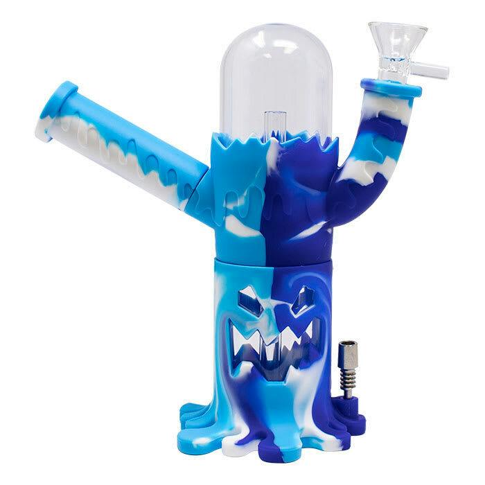 Tree Monster Glass Chamber Silicone 8 Inches Bong - Blue
