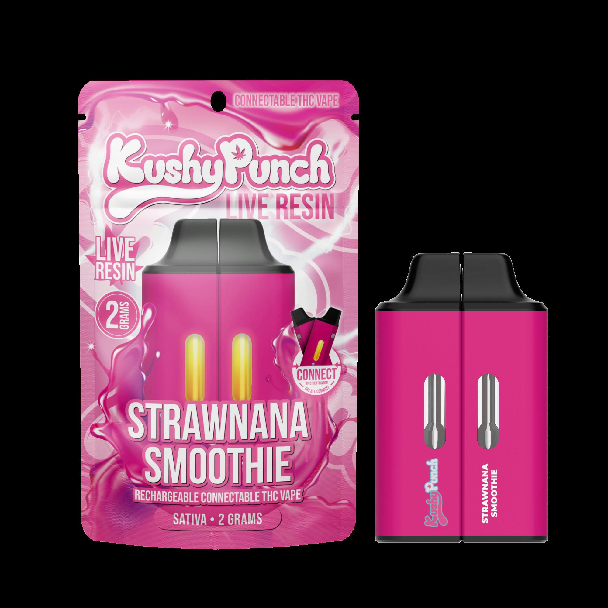 Kushy Punch - 2g Click Live Resin Disposable Vape - Strawnana Smoothie