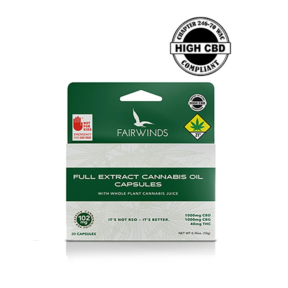 Full Extract Cannabis Oil (FECO) High Potency Capsules | Fairwinds - Capsules