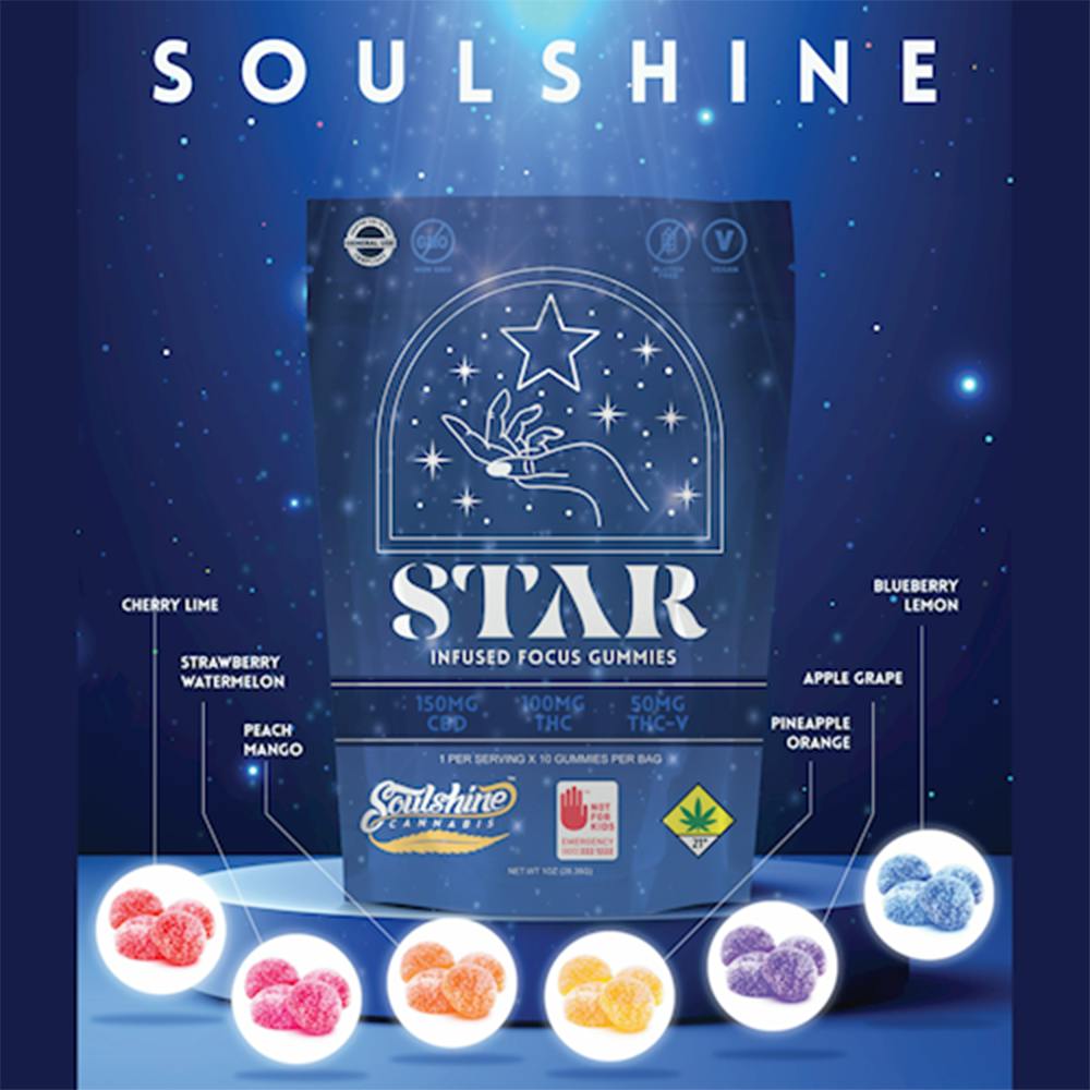 Apple Grape CBD/THCV 3:2:1 | Soulshine - Star Infused Focus Gummies