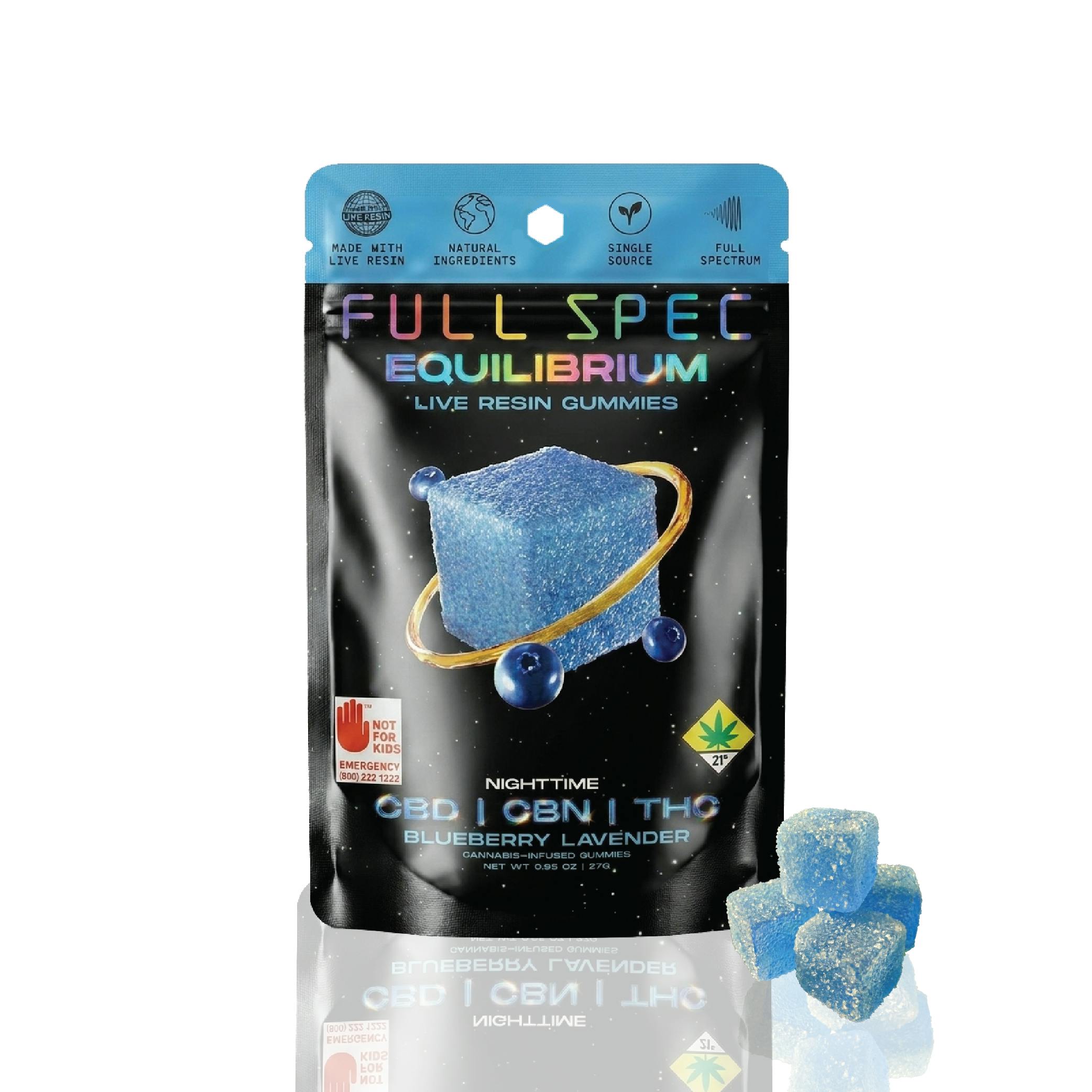 Blueberry Lavender CBD/CBN 1:1:1 | Full Spec - Equilibrium Live Resin Gummies