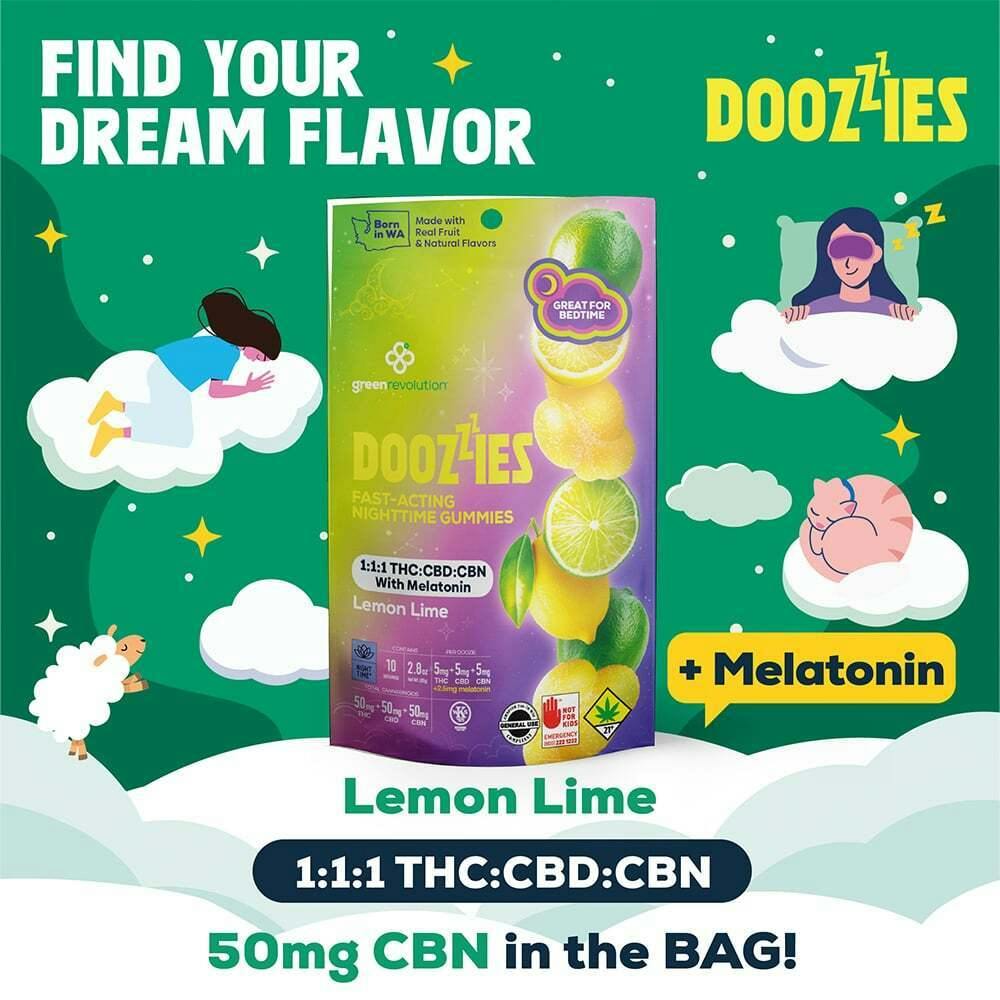 Lemon Lime w/ Melatonin CBD/CBN 1:1:1 | Green Revolution - Doozies