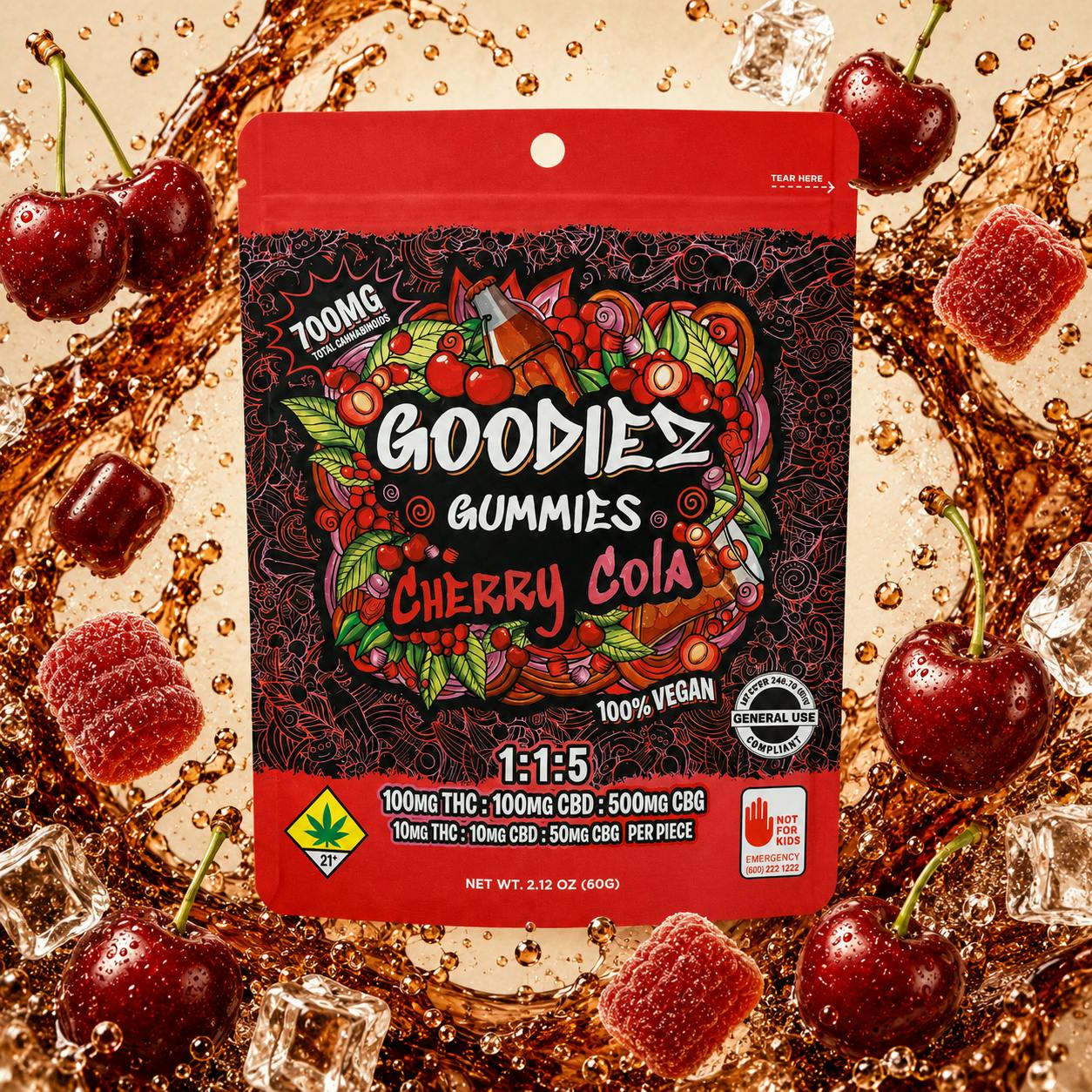 Cherry Cola CBG/CBD 1:1:5 | Goodiez - Gummies