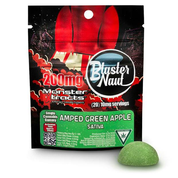 Monster Xtracts - 200mg Blasternaut Single Gummy - Amped Green Apple