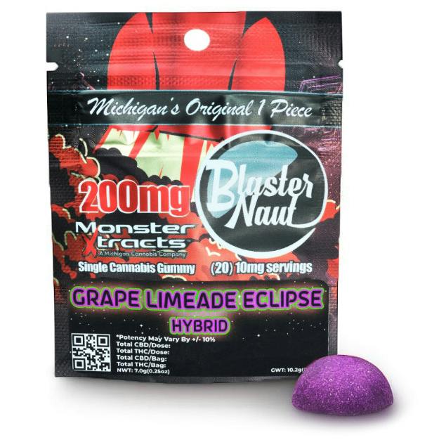 Monster Xtracts - 200mg Blasternaut Single Gummy - Grape Limeade