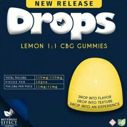 Drops Lemon CBG Gummies 110mg 10pk at Nectar