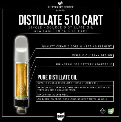 Butterfly Effect 24K Gold Cart .5G Dist Hybrid at Nectar