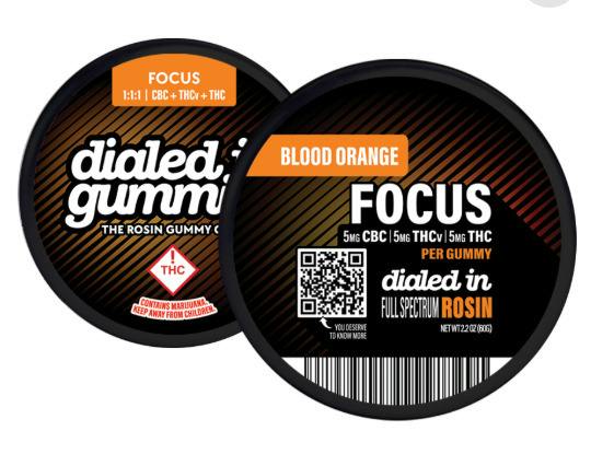 Dialed In Rosin Gummies - Blood Orange Focus 1:1:1 THC/CBC/THCV 100mg
