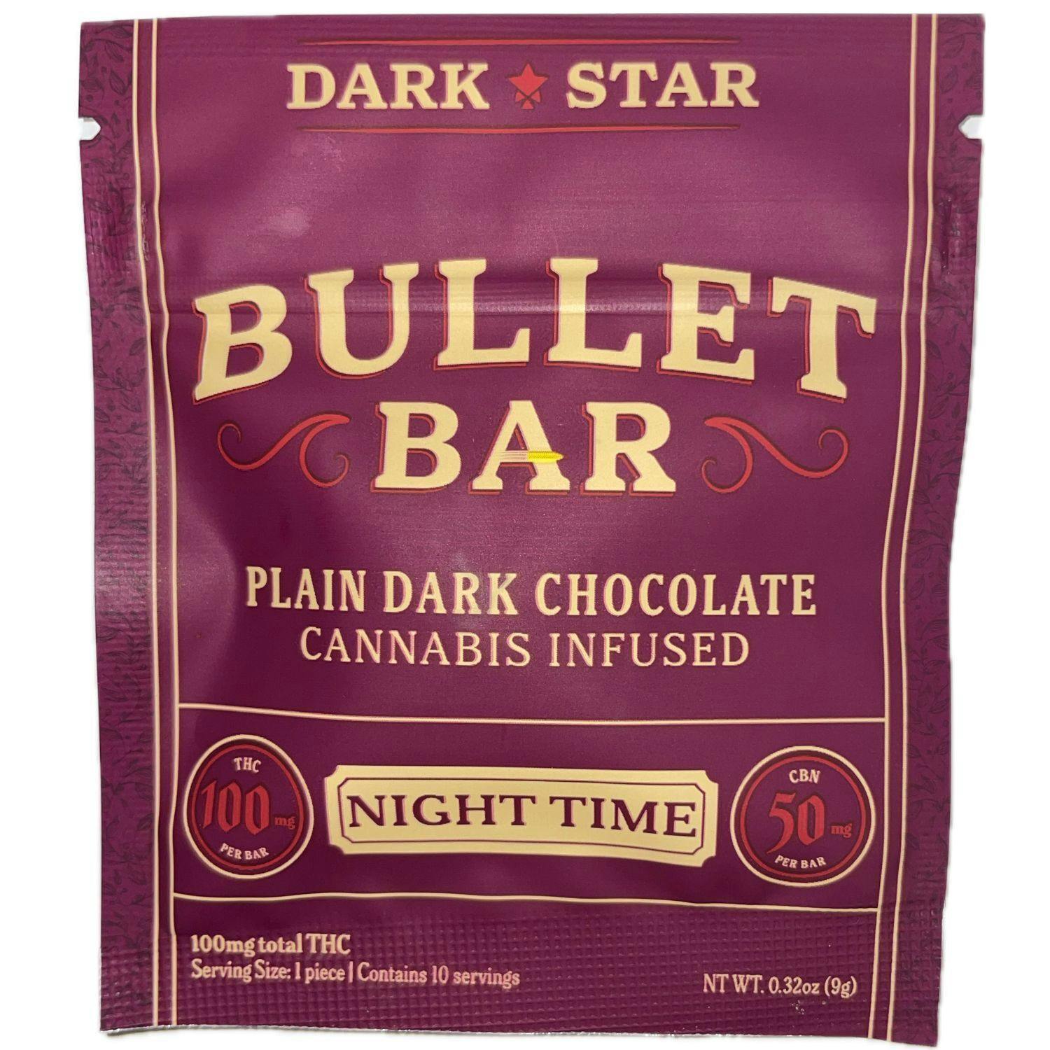Bullet Bar: Night Time | Plain Dark Chocolate Bar 2:1 THC:CBN | 100:50mg by Dark Star Cannabis