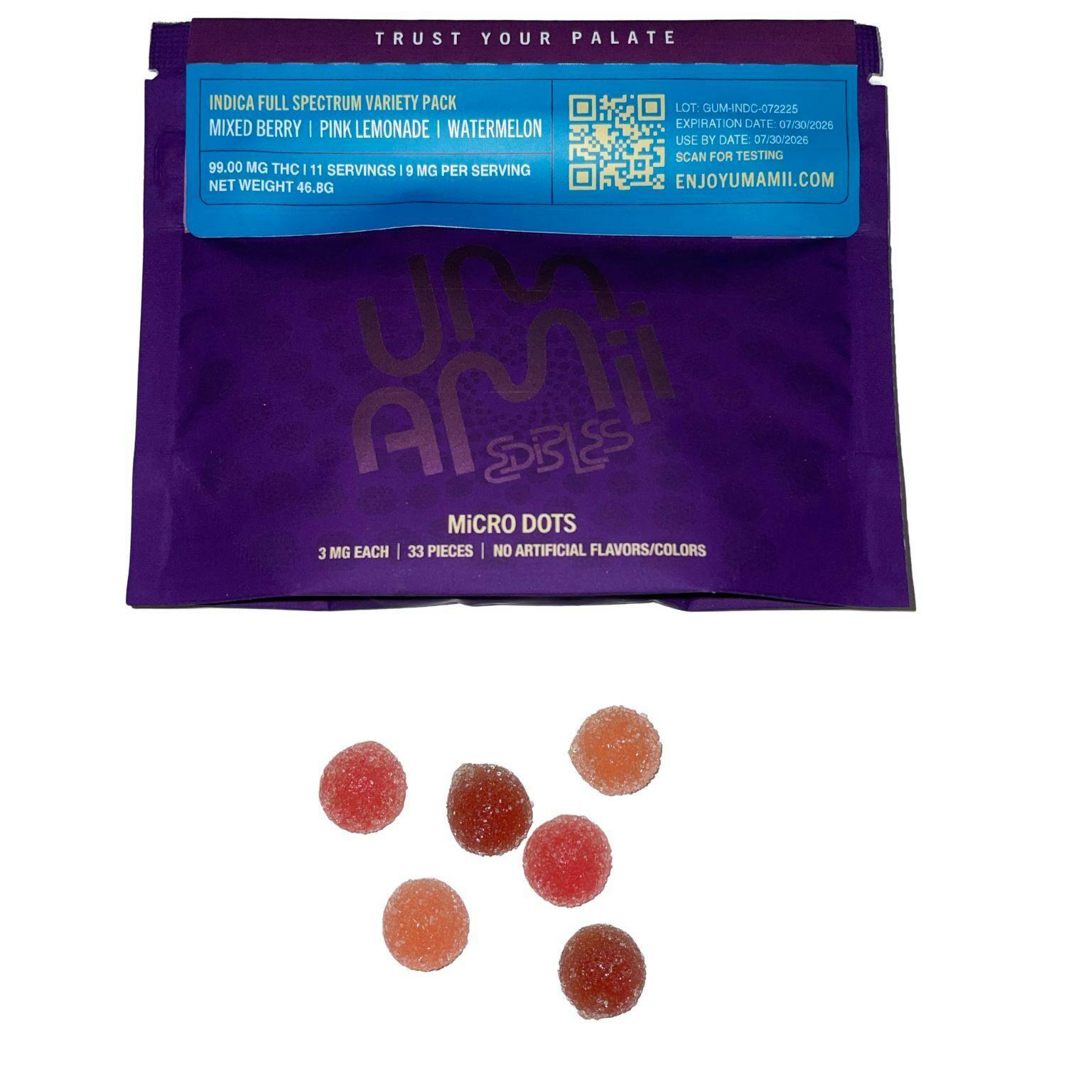 Indica Cured Resin Variety Pack Microdot Gummies | 99mg | 33ct | 3mg/ea