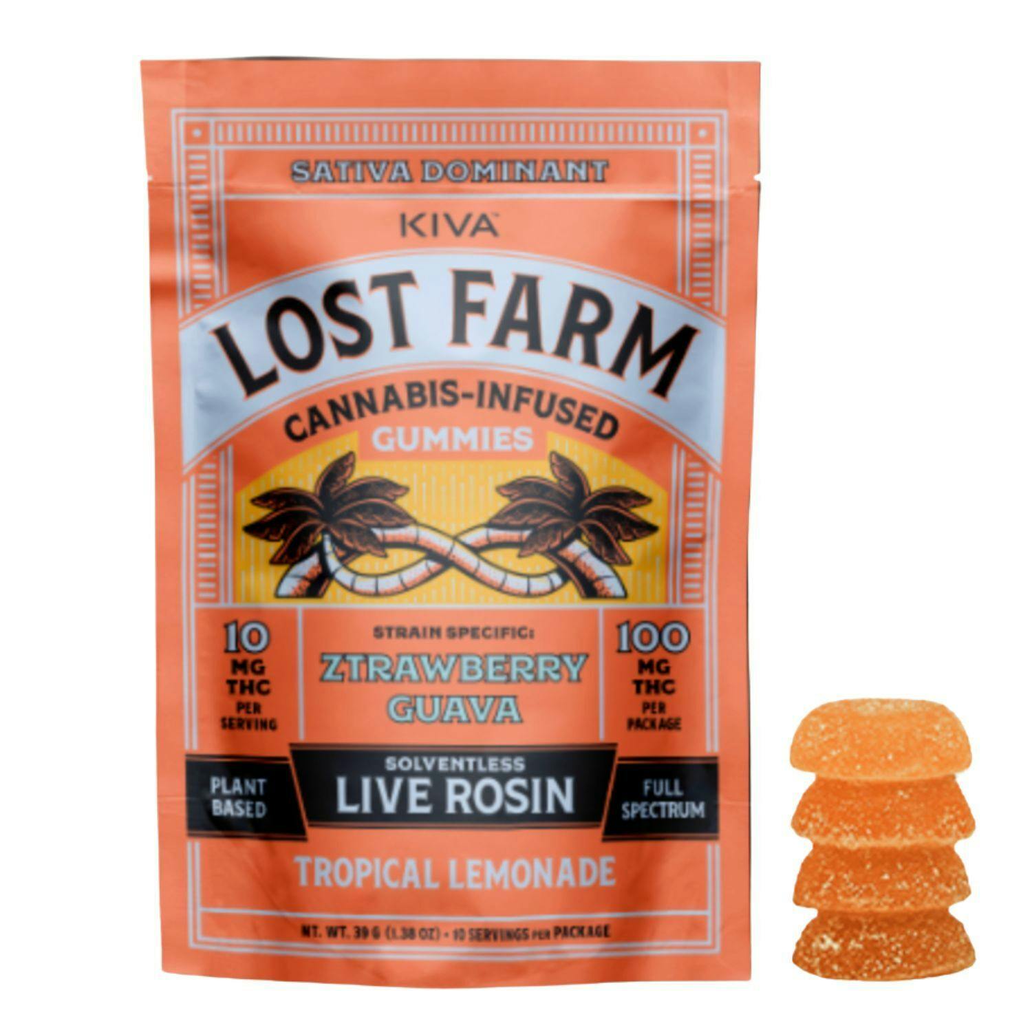 Tropical Lemonade 'Ztrawberry Guava' Gummies | 100mg | 10ct | 10mg/ea by Lost Farm