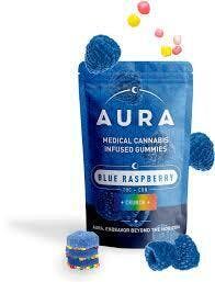 AURA - Blue Raspberry Crunch 1:1 CBN Indica Crunch Gummies