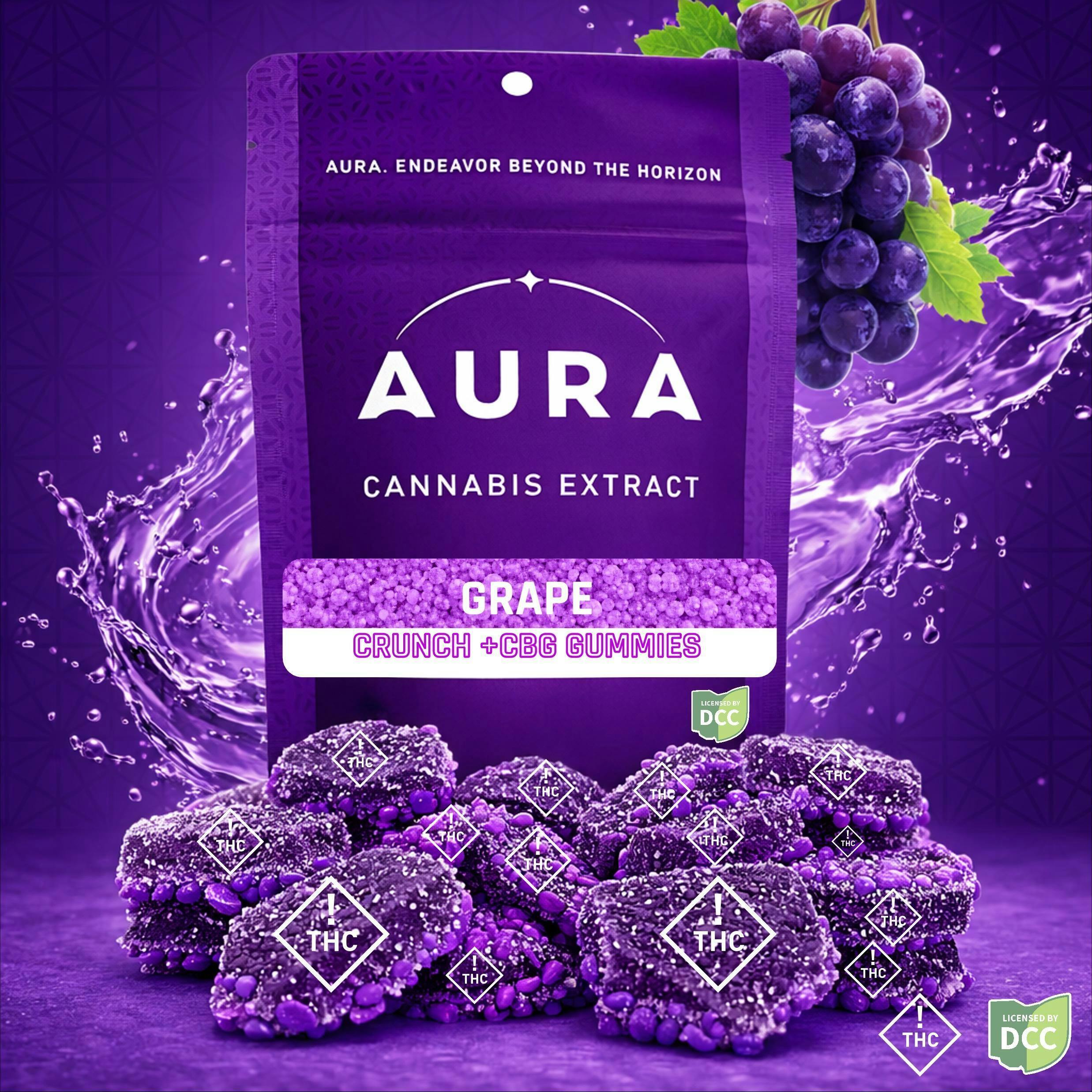 AURA - Grape 1:1 CBG Crunch Gummies