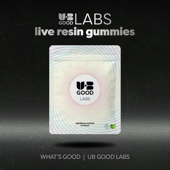 UB GOOD LABS - LA Kush Cake Rainbow Sorbet Hybrid Live Resin Gummies 100 MG