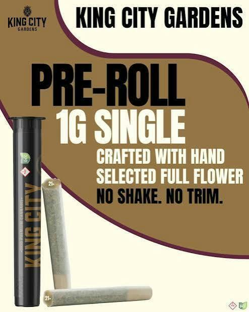 KING CITY GARDENS - Wedding Cake Indica Flower Pre Roll