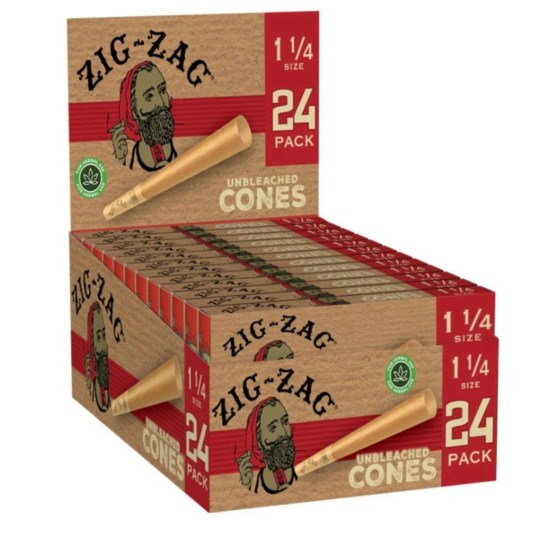 Unbleached Ultra Thin Cones - 1 1/4 [24pk] | Zig-Zag - Pre-Rolled Cones