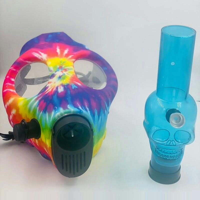 Hanna's Bomb Ass Glass - Silicone Gas Mask w/ clear acrylic bong