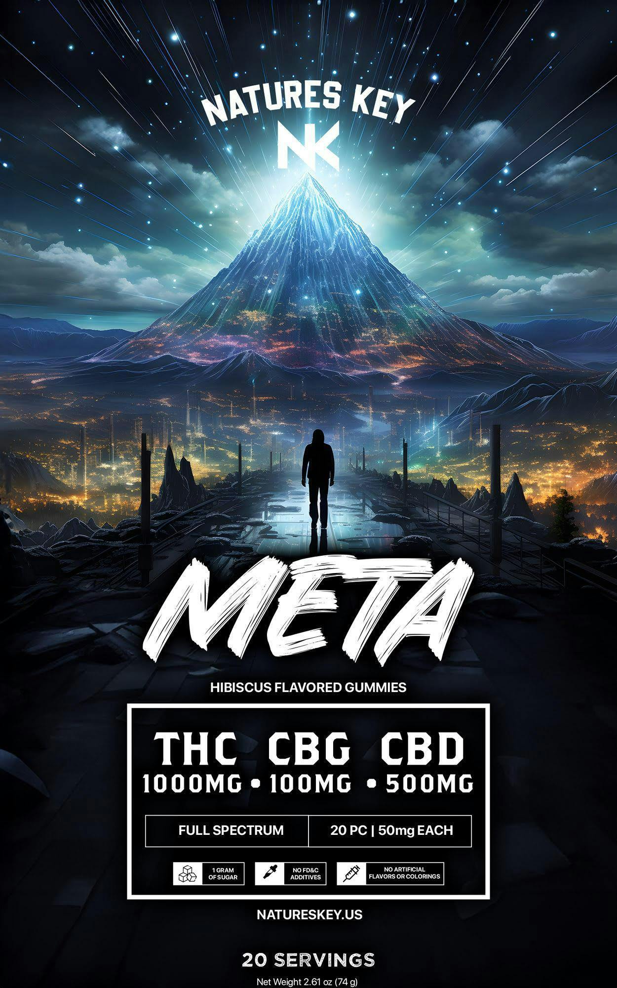 (25:50:5) 500mg CBD:1000mg THC:100mg CBG - Meta Dose Gummies natures key