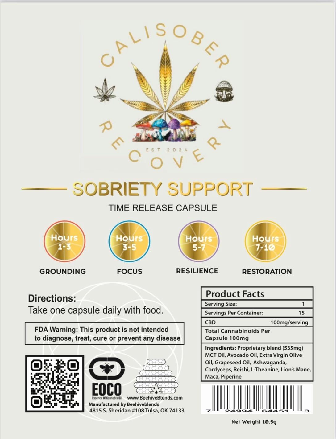 Cali-Sober Sobriety Support Capsules by Beehive Blends